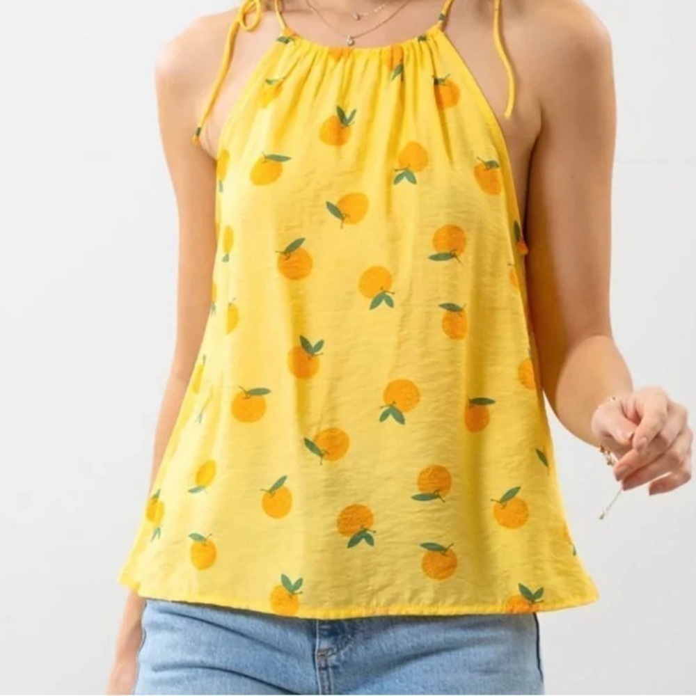 NEW Perch Orange Print Halter Top